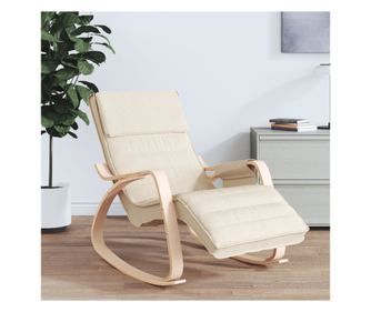 Houpací křeslo, krémové, látkový materiál