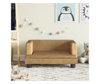 Dječja sofa, smeđa, 60x40x30 cm, baršun
