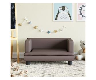 Dječja sofa, smeđa, 60x40x30 cm, eko koža