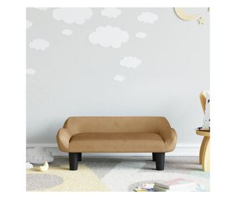 Детски диван, кафяв, 70x40x24 см, кадифе