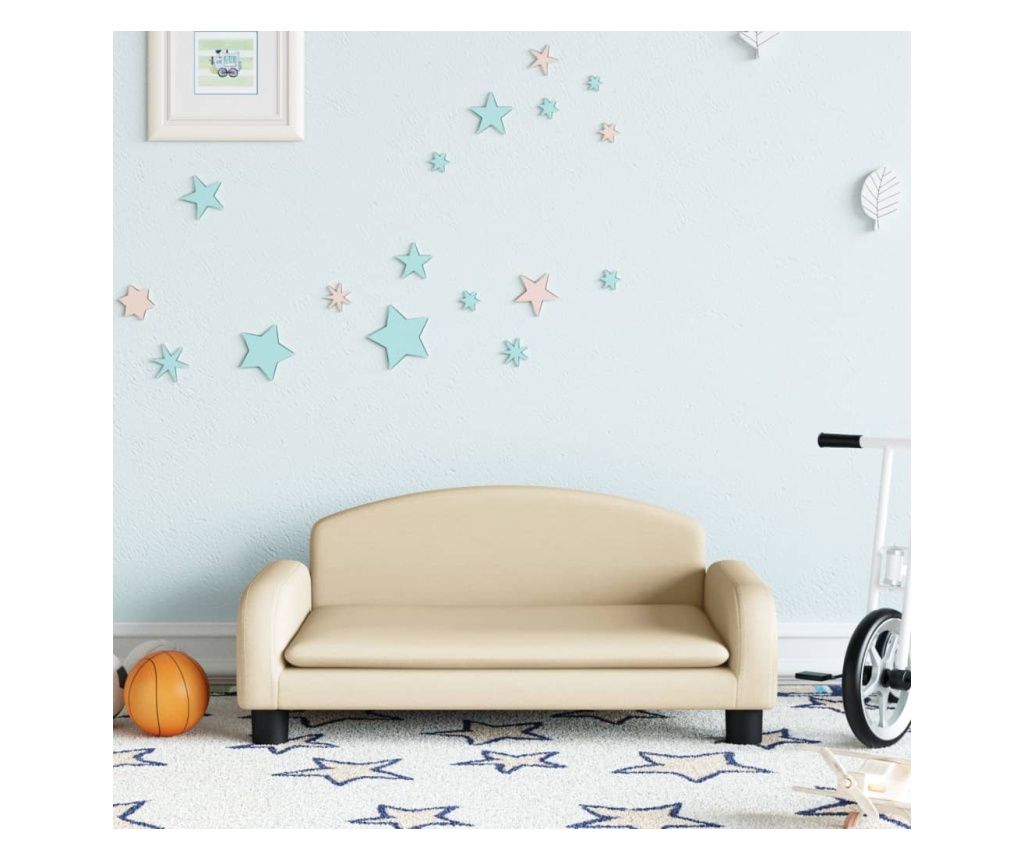 Kids Sofa, Cream, 70x45x30 cm, Fabric