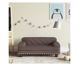 Smeđa dječja sofa 70x45x30 cm umjetna koža