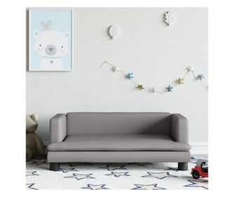 Dětská pohovka, šedá, 80x45x30 cm, ekologická kůže