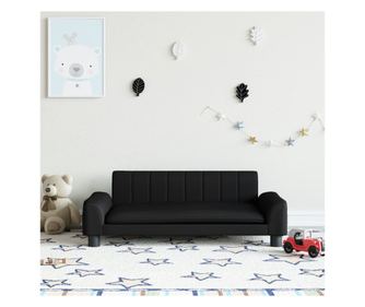 Dječja sofa, crna, 90x53x30 cm, eko koža