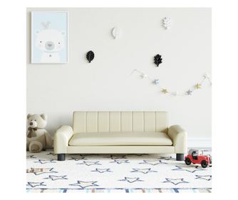 Dječja sofa, krem, 90x53x30 cm, eko koža