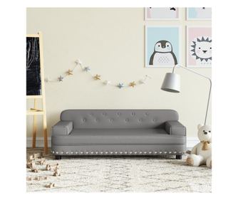 Dječja sofa, siva, 90x53x30 cm, eko koža