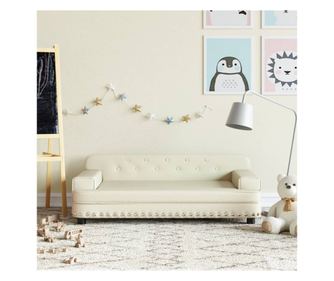 Dječja sofa, krem, 90x53x30 cm, eko koža