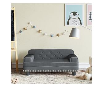 Dječja sofa, tamno siva, 70x45x30 cm, baršun
