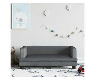 Dječja sofa, tamno siva, 80x45x30 cm, baršun