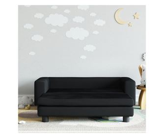 Otroška kavč s črnim taburejem 100x50x30 cm iz žameta