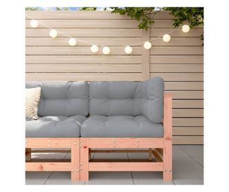 Ъглов диван с възглавници, масивна дъгласова дървесина