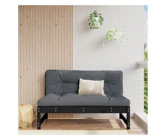 Диван, 120x80 см, черен, масивна борова дървесина