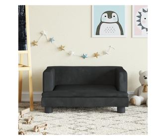 Dječja sofa, crna, 60x40x30 cm, baršun