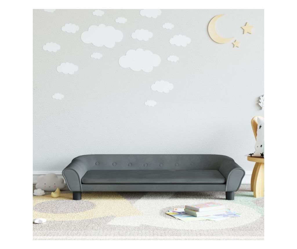 Canapea pentru copii, gri închis, 100x50x26 cm, catifea