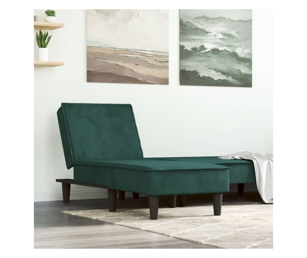 Chaise Lounge, Dark Green, Velvet
