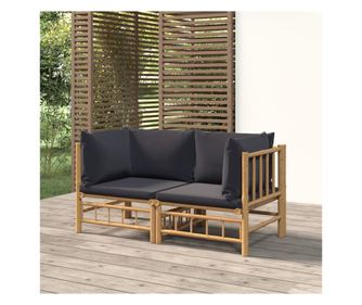 Kerti sarokkanap, sttszrke prnkkal, 2 db, bambusz