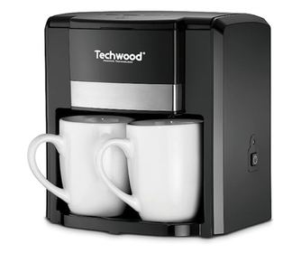 Cafetiera cu doua cani Techwood TCA-206, 500W, Filtru permanent, Negru