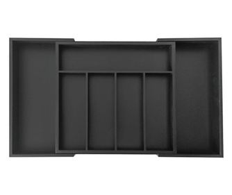 Ustensile din bambus Organizator Kinghoff KH 1745, extensibil, negru