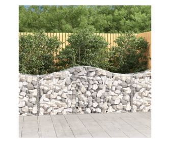 7 db velt gabionkosr, 200x50x80/100 cm, horganyzott vas