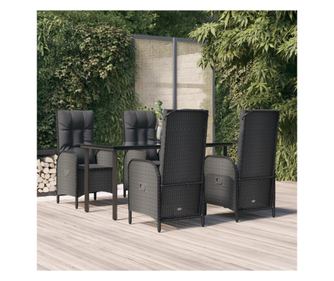 Vrtni namještaj s jastucima, 5 dijelova, crna, poliratan