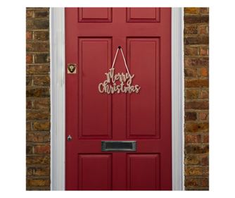 Decor de Craciun - "Merry Christmas" - 20 x 12 cm - auriu
