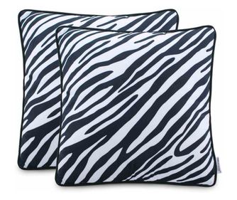 Set 2 huse pernute decorative imprimate din catifea cu motiv animal print, Fun, 215 g/m2, 45 x 45 cm, negru
