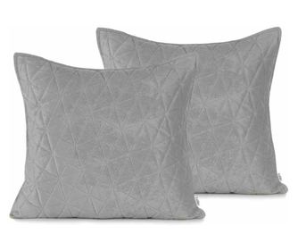 Set 2 huse pernute decorative matlasate in relief Laila, 180-190 g/m2 catifea, 70 g/m2 poliester, 45 x 45 cm, gri