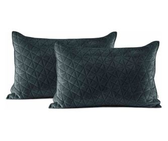 Set 2 huse pernute decorative matlasate in relief Laila, 180-190 g/m2 catifea, 70 g/m2 poliester, 50 x 70 cm, antracit