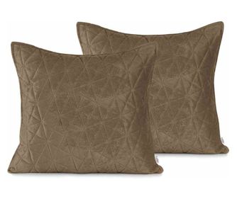 Set 2 huse pernute decorative matlasate in relief Laila, 180-190 g/m2 catifea, 70 g/m2 poliester, 45 x 45 cm, maro