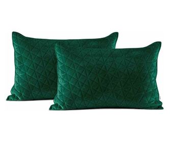 Set 2 huse pernute decorative matlasate in relief Laila, 180-190 g/m2 catifea, 70 g/m2 poliester, 50 x 70 cm, verde