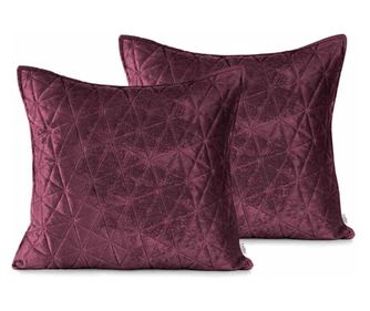 Set 2 huse pernute decorative matlasate in relief Laila, 180-190 g/m2 catifea, 70 g/m2 poliester, 45 x 45 cm, bordo