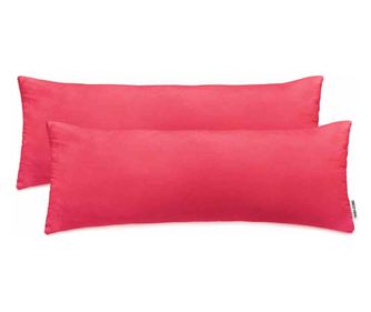 Set 2 huse pernute decorative din tricot, Amber, 135 g/m2, 40 x 120 cm, rosu