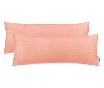 Set 2 huse pernute decorative din tricot, Amber, 135 g/m2, 40 x 145 cm, coral