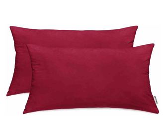 Set 2 huse pernute decorative din tricot, Amber, 135 g/m2, 40 x 80 cm, bordo