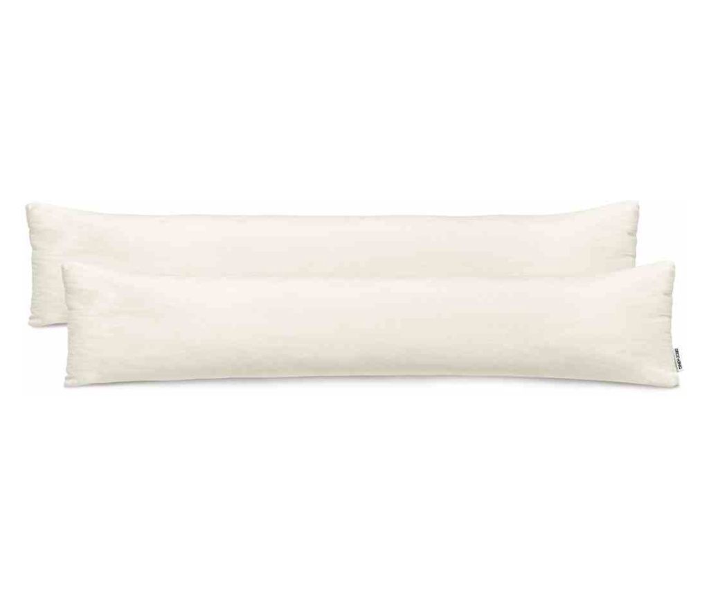 Set 2 huse pernute decorative din tricot, Amber, 135 g/m2, 40 x 200 cm, crem