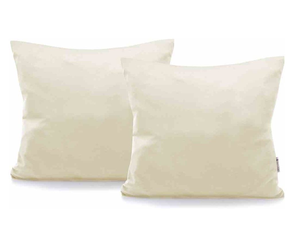 Set 2 huse pernute decorative din tricot, Amber, 135 g/m2, 40 x 40 cm, bej