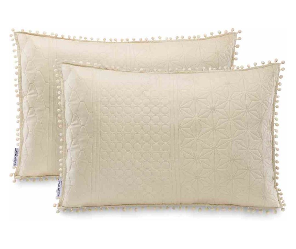 Meadore Quilted Decorative Pillow Cover, 50 x 70 cm, Beige