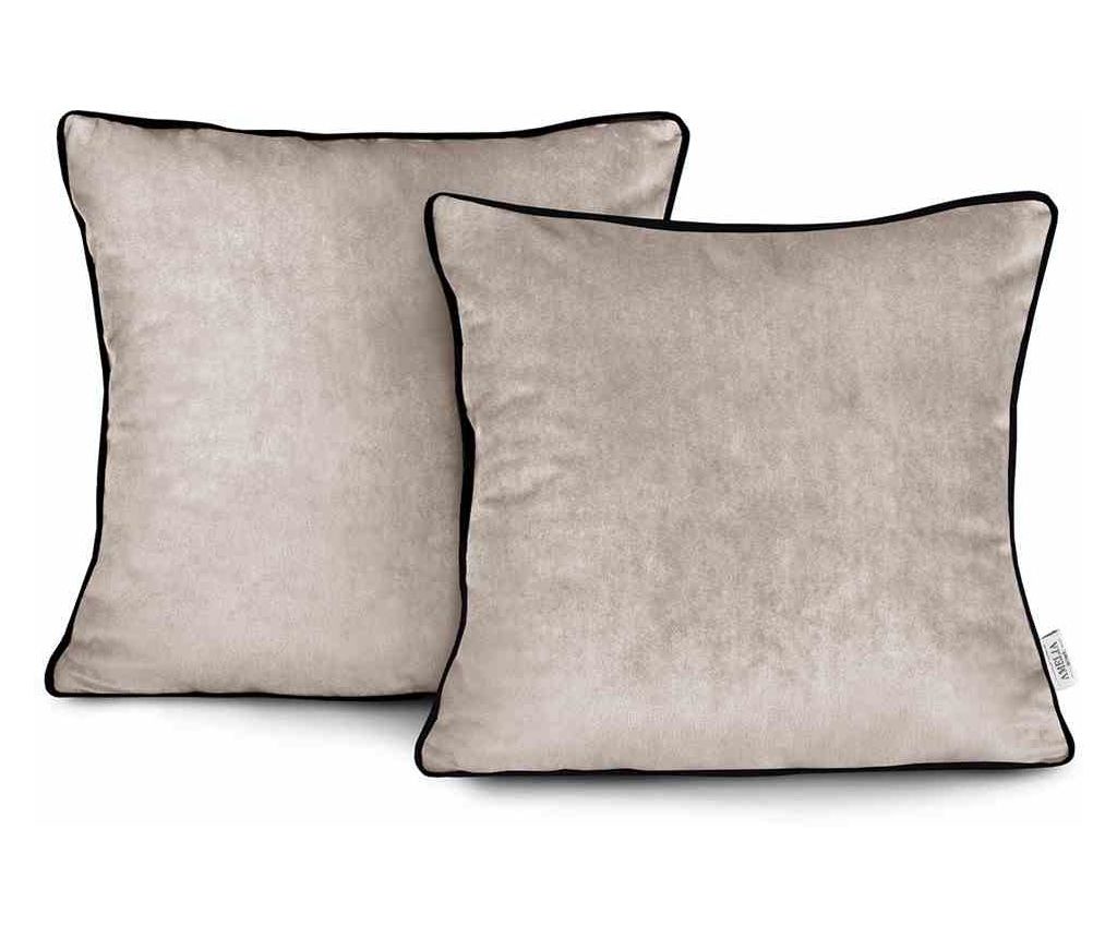 Set of 2 Velvet Decorative Pillow Cases, 220 g/m2, 45 x 45 cm, Beige