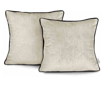 Set 2 huse pernute decorative din catifea Velvet, 220 g/m2, 45 x 45 cm, crem