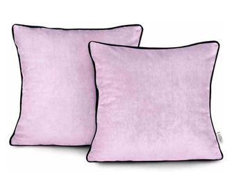 Set 2 huse pernute decorative din catifea Velvet, 220 g/m2, 45 x 45 cm, roz pudra