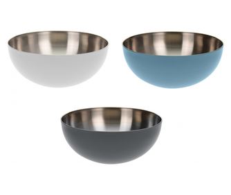 Σετ 3 μπολ σερβιρίσματος/ανάμειξης Excellent Houseware, ανοξείδωτο ατσάλι, 24x10 εκ., 2.5 λ, πολύχρωμο