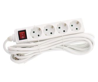 Prelungitor 4 prize 5M cu intrerupator Well, cablu 3x1.5mmp, alb
