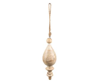 Set 2 ornamente brad Craciun lemn bej 7x23 cm