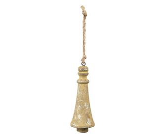 Set 6 ornamente brad Craciun lemn maro 6x16 cm