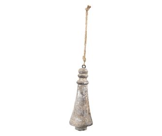 Set 6 ornamente brad Craciun lemn argintiu 6x16 cm