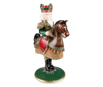 Karácsonyi figura gyertyatartóval, többszínű műgyanta, 22x15x33 cm