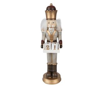 Diótörő figura és naptár, műgyanta, többszínű, 7x7x22 cm