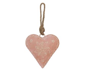 Set 10 decoratiuni Inimioare metal roz 10x3x10 cm