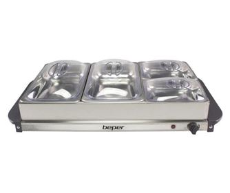 Incalzitor alimente Beper P101TEM001, 300W, 4 compartimente mobile, Termostat, Inox