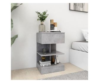 Noćni ormarić, sivi beton, 40x35x65 cm, PAL